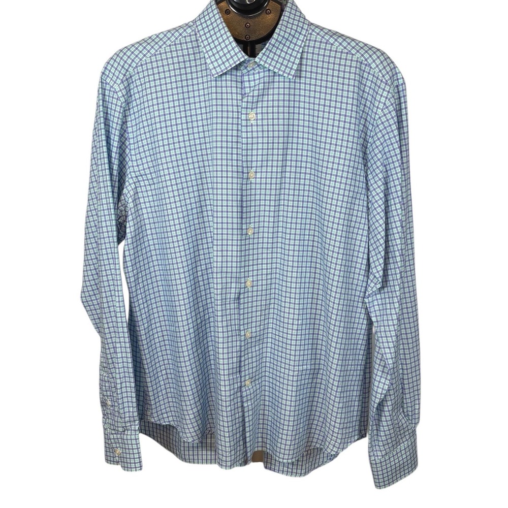 Culturata Roma Mens XL 17.5 Tailored Fit Cotton Check Button Down Shirt Italy